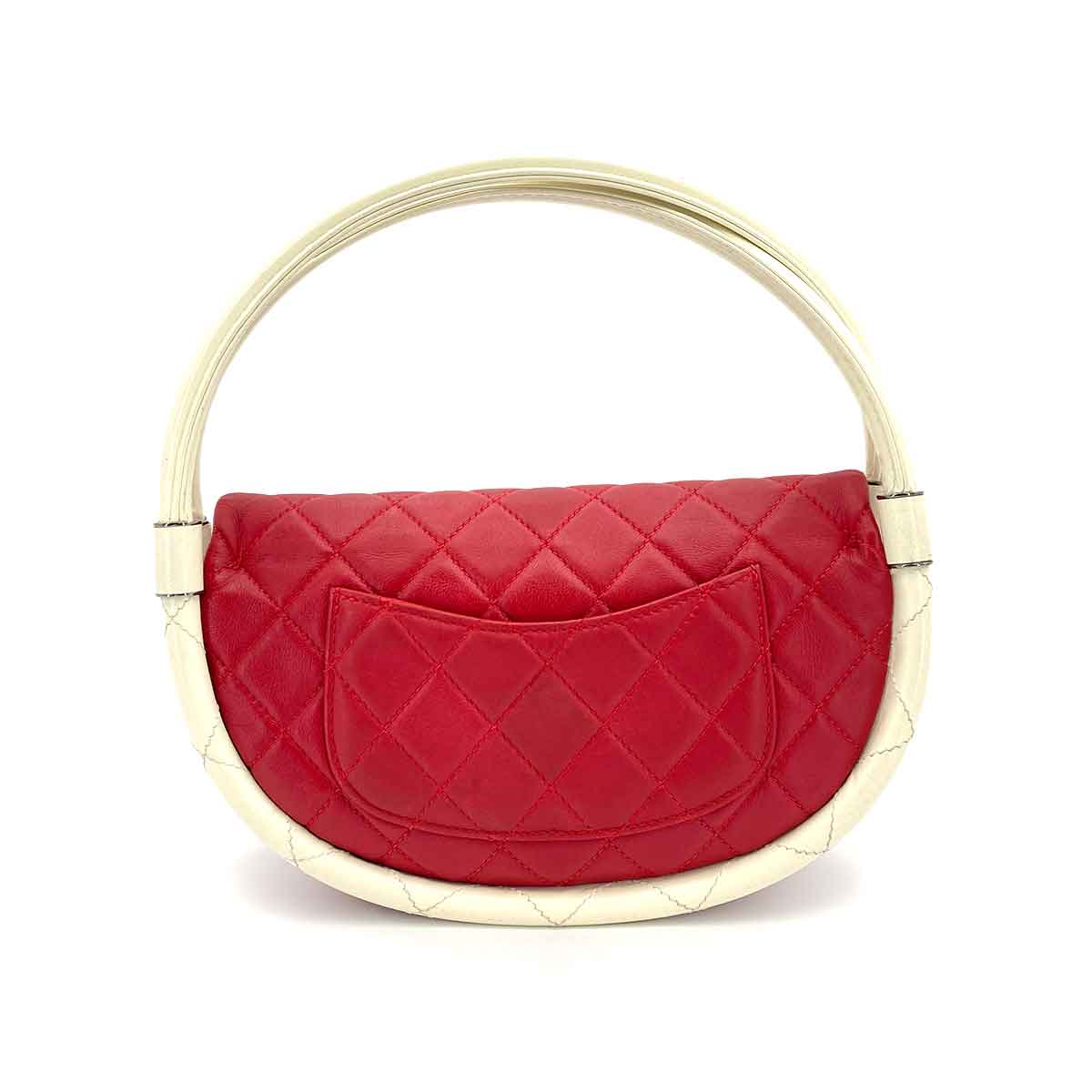 Chanel   Hula Hoop Handbag Red / White Lambskin RHW #18 90245797
