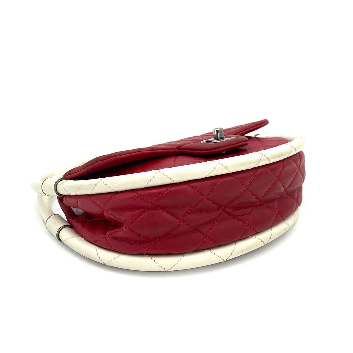 Chanel   Hula Hoop Handbag Red / White Lambskin RHW #18 90245797