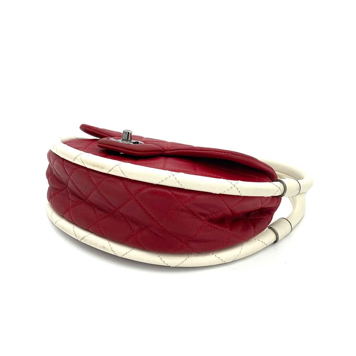 Chanel   Hula Hoop Handbag Red / White Lambskin RHW #18 90245797
