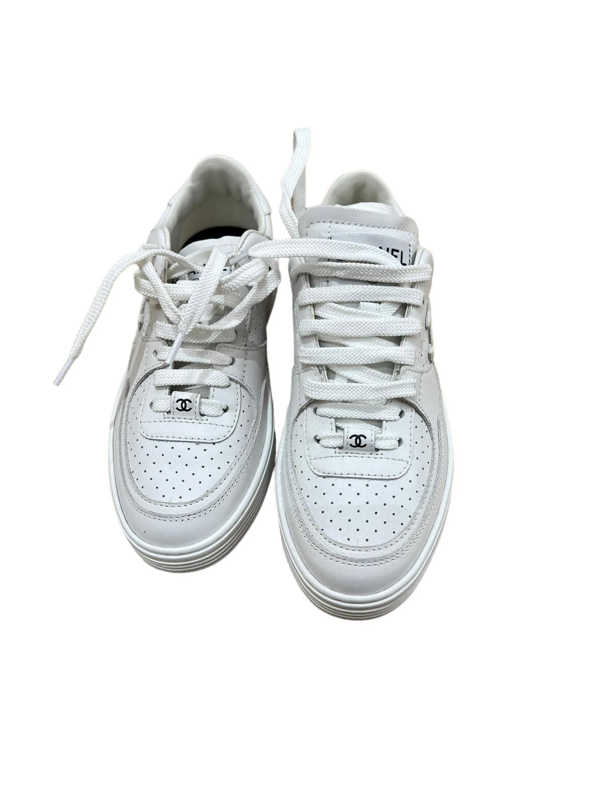 Chanel White Classic Sneakers - 34