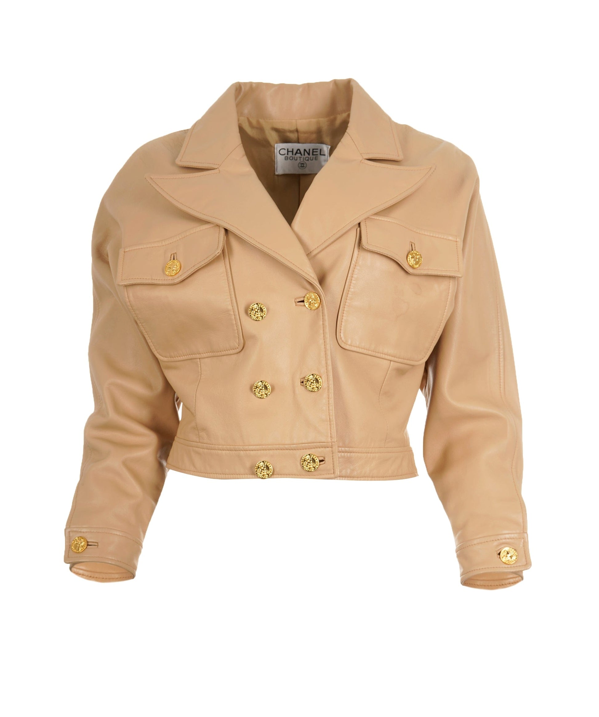 Chanel 017 #40 lambskin leather crop jacket  ASL9220