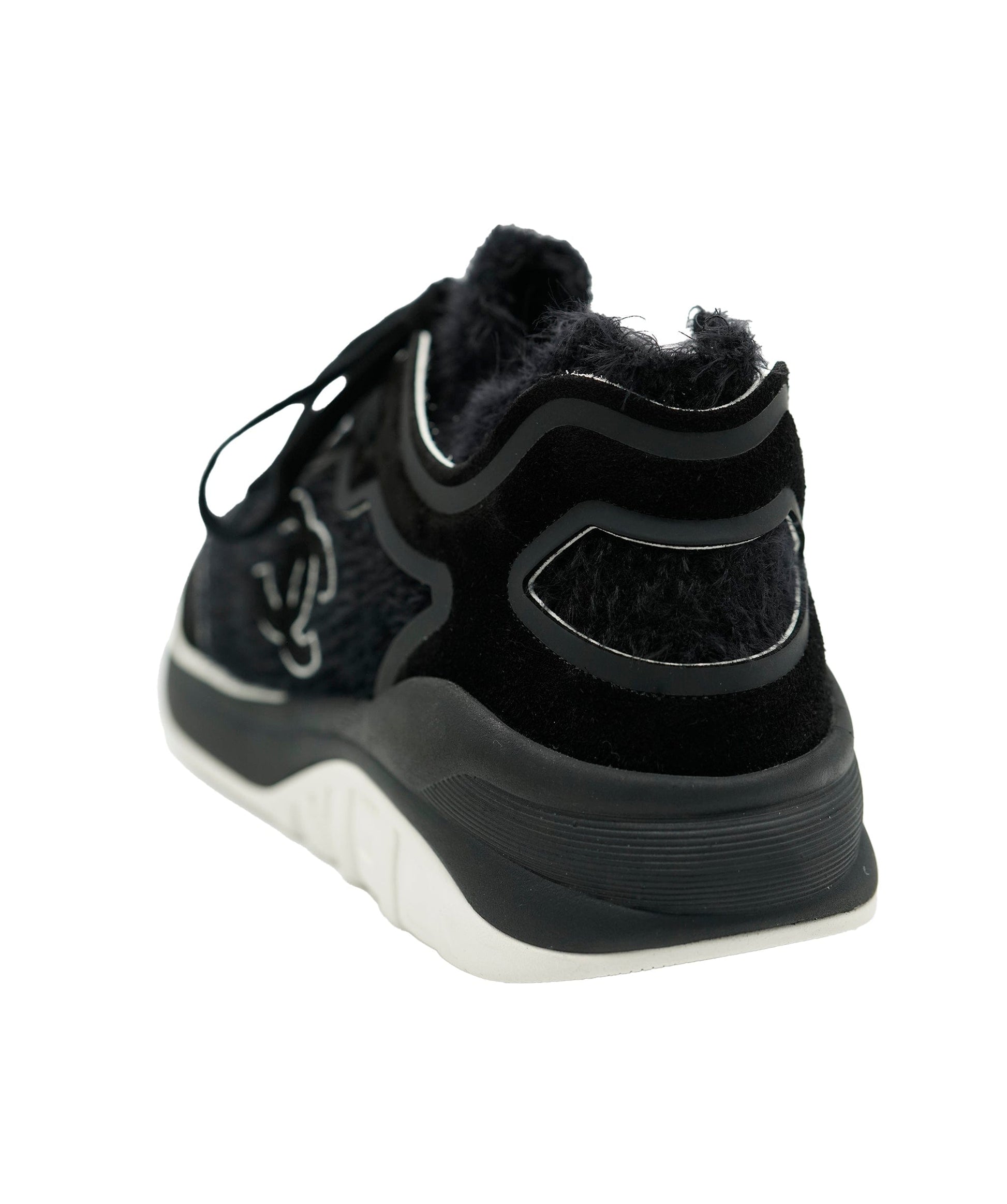 Chanel 19B Black Fabric Calfskin CC Sneakers ABC0267