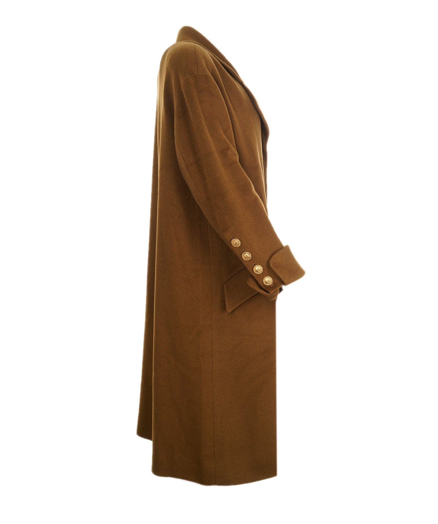 Chanel #36 CC Logos Button Long Sleeve Jacket Coat Brown Cashmere 79777 ASL9049