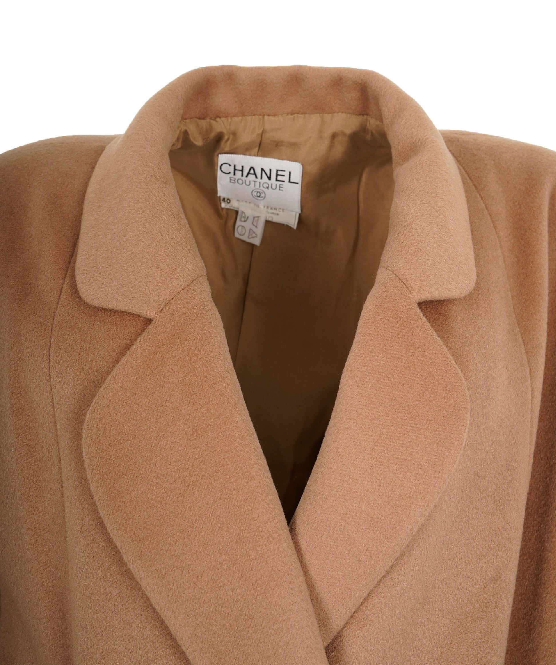 Chanel CC Logos Button Double Breasted Long Sleeve Jacket Coat Beige  ASL9222