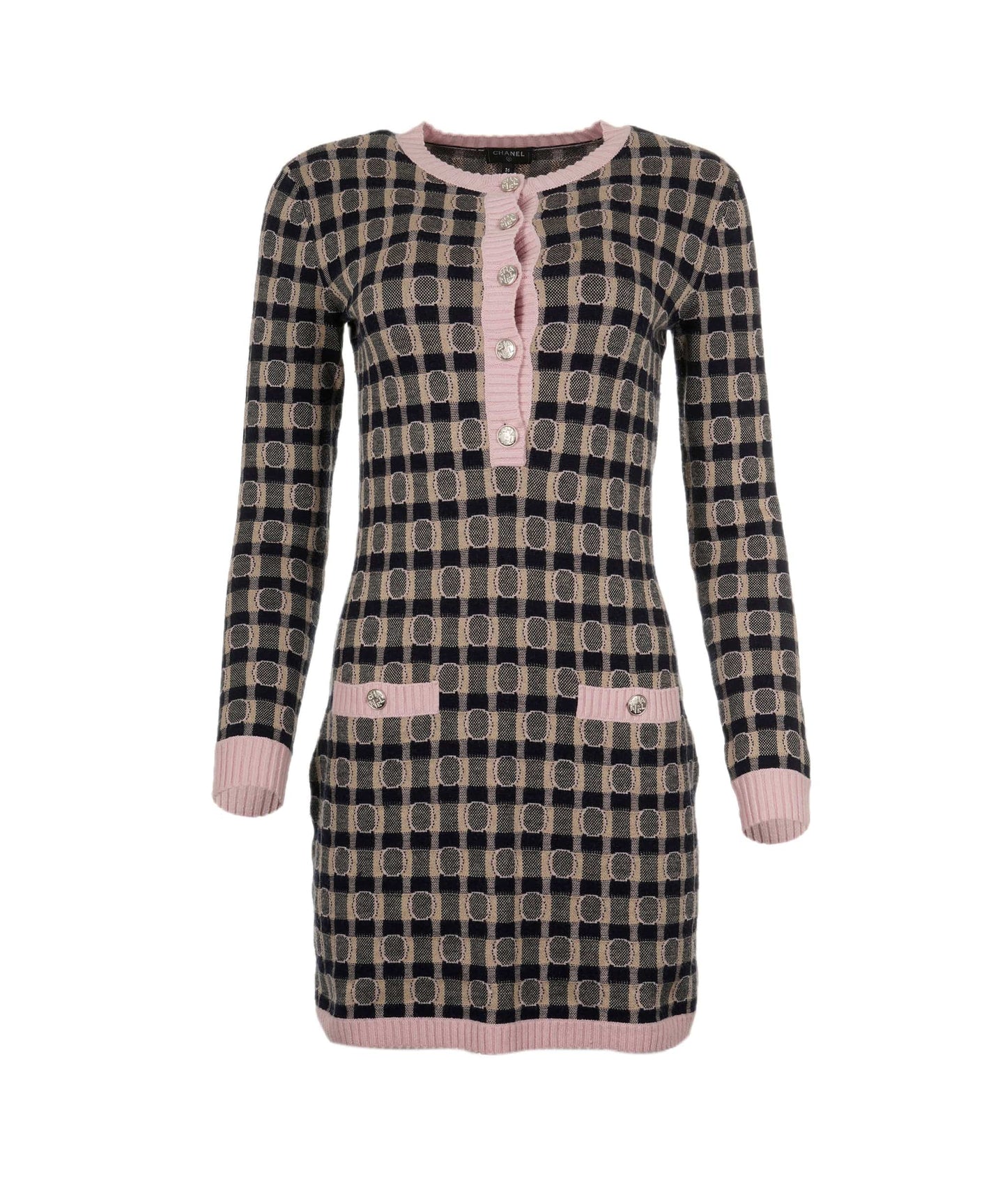 Chanel Dress knitted Coco black white pink FR36  AVC1250