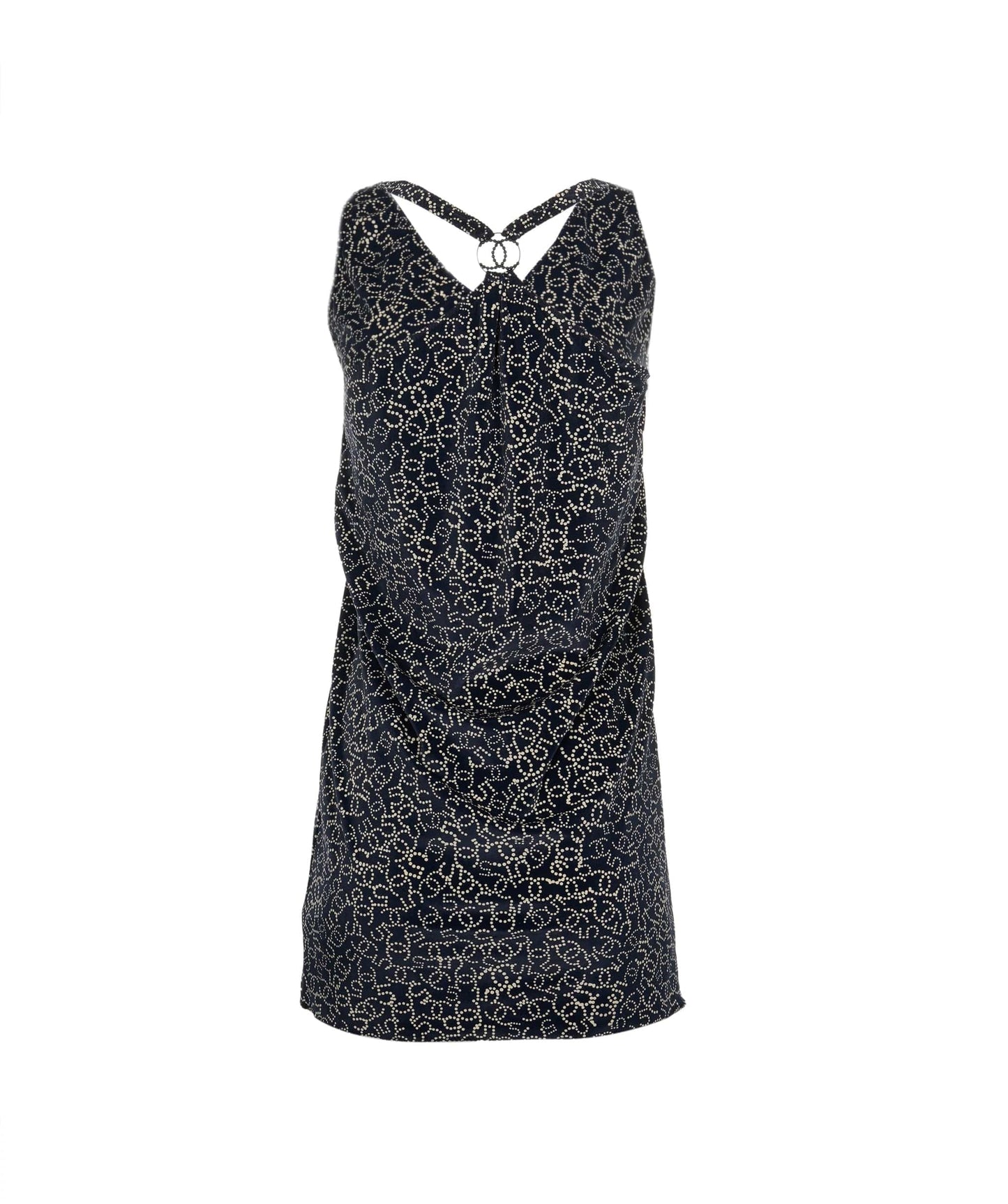 Chanel Logo Velour Dress Navy ASL4794