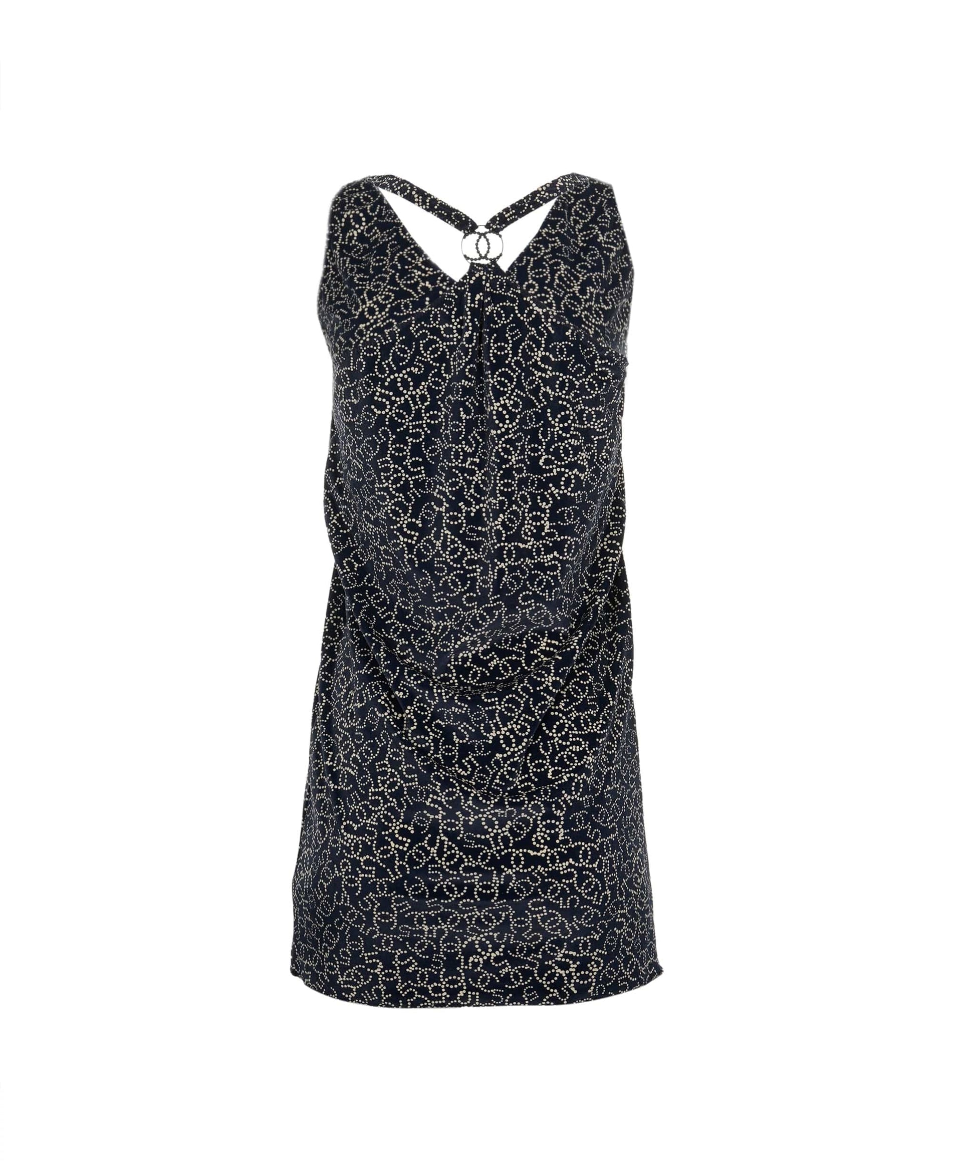 Chanel Logo Velour Dress Navy ASL4794
