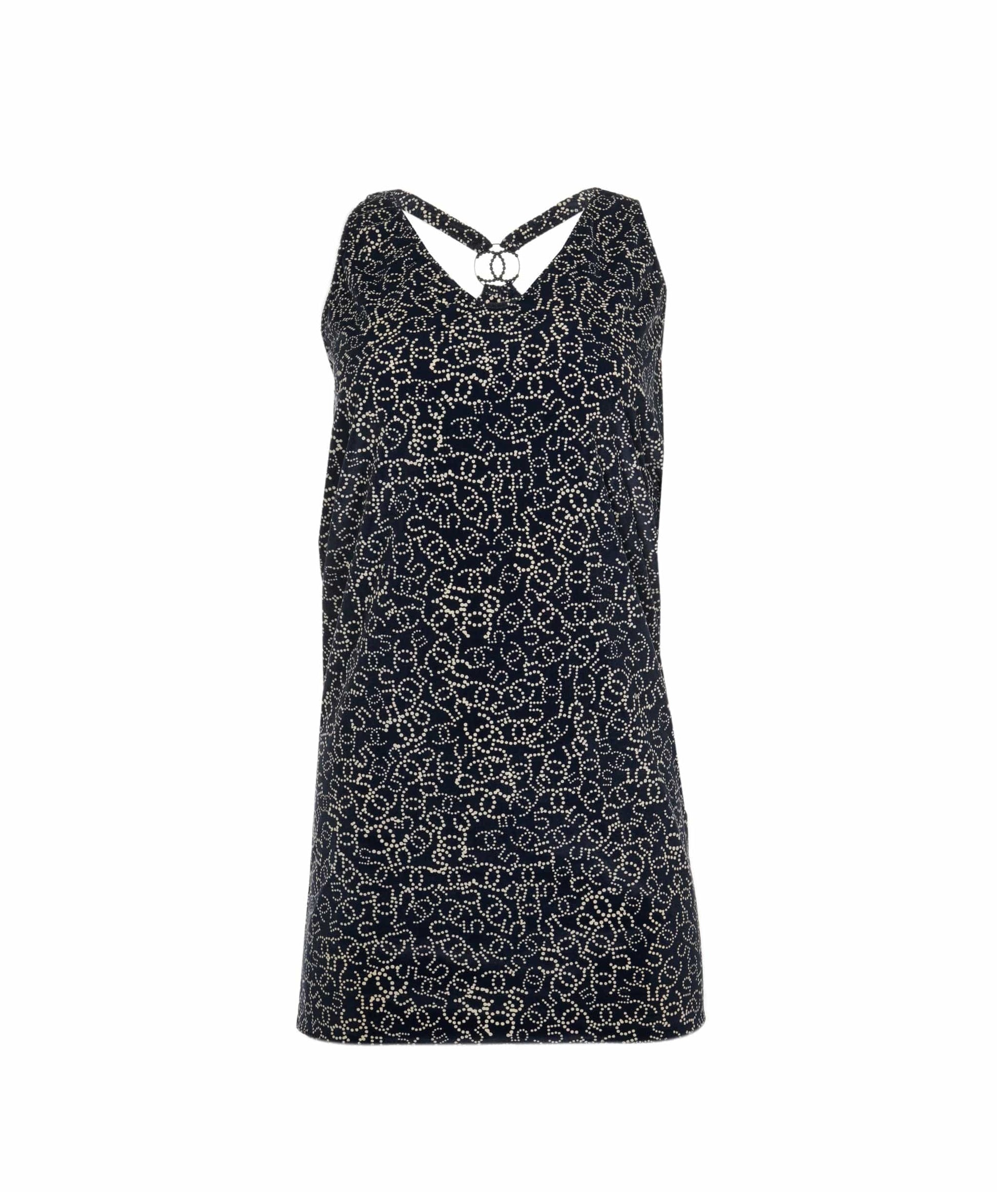 Chanel Logo Velour Dress Navy ASL4794