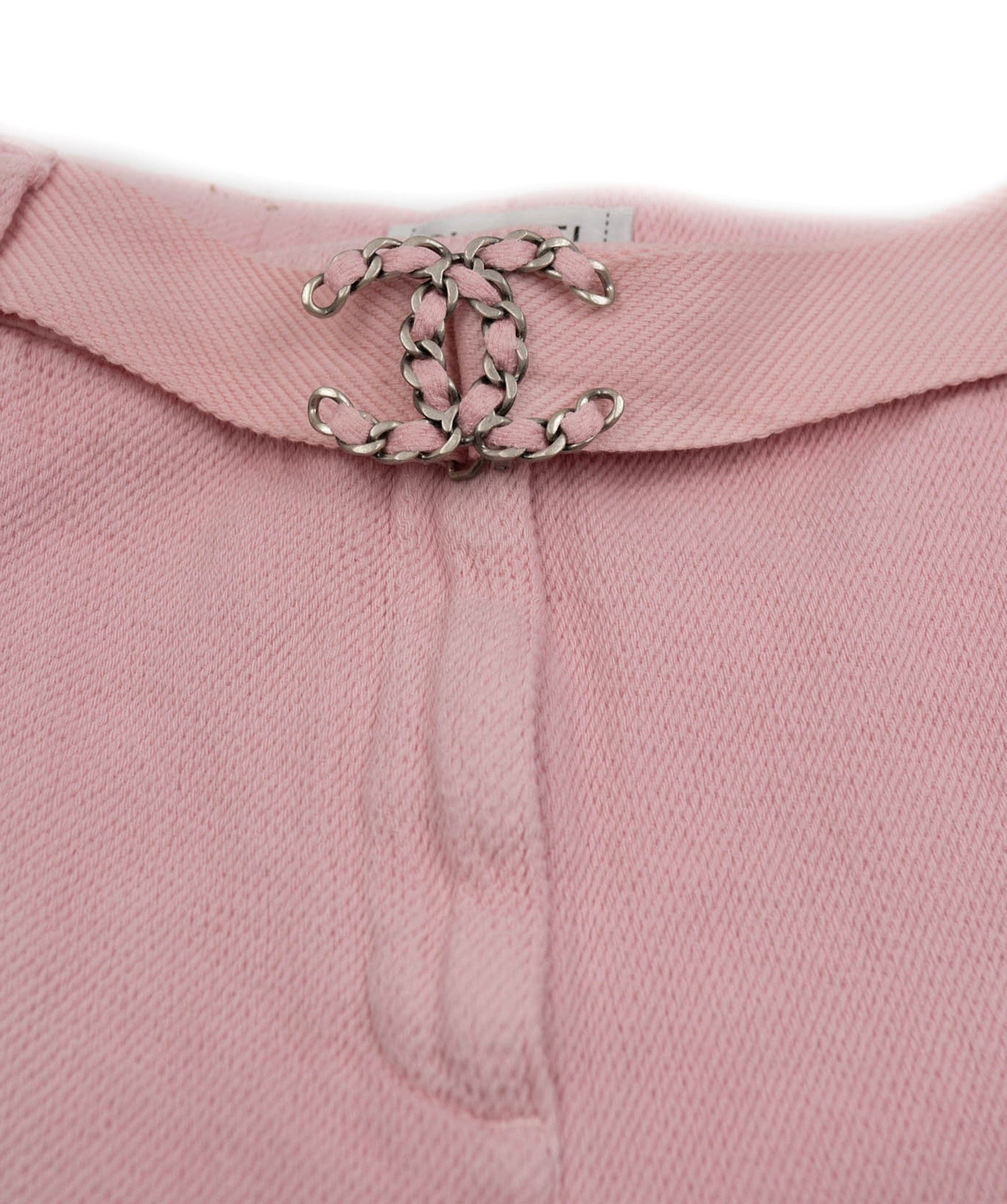 Chanel pink cotton terry shorts with CC chain logo buckle ASL4725