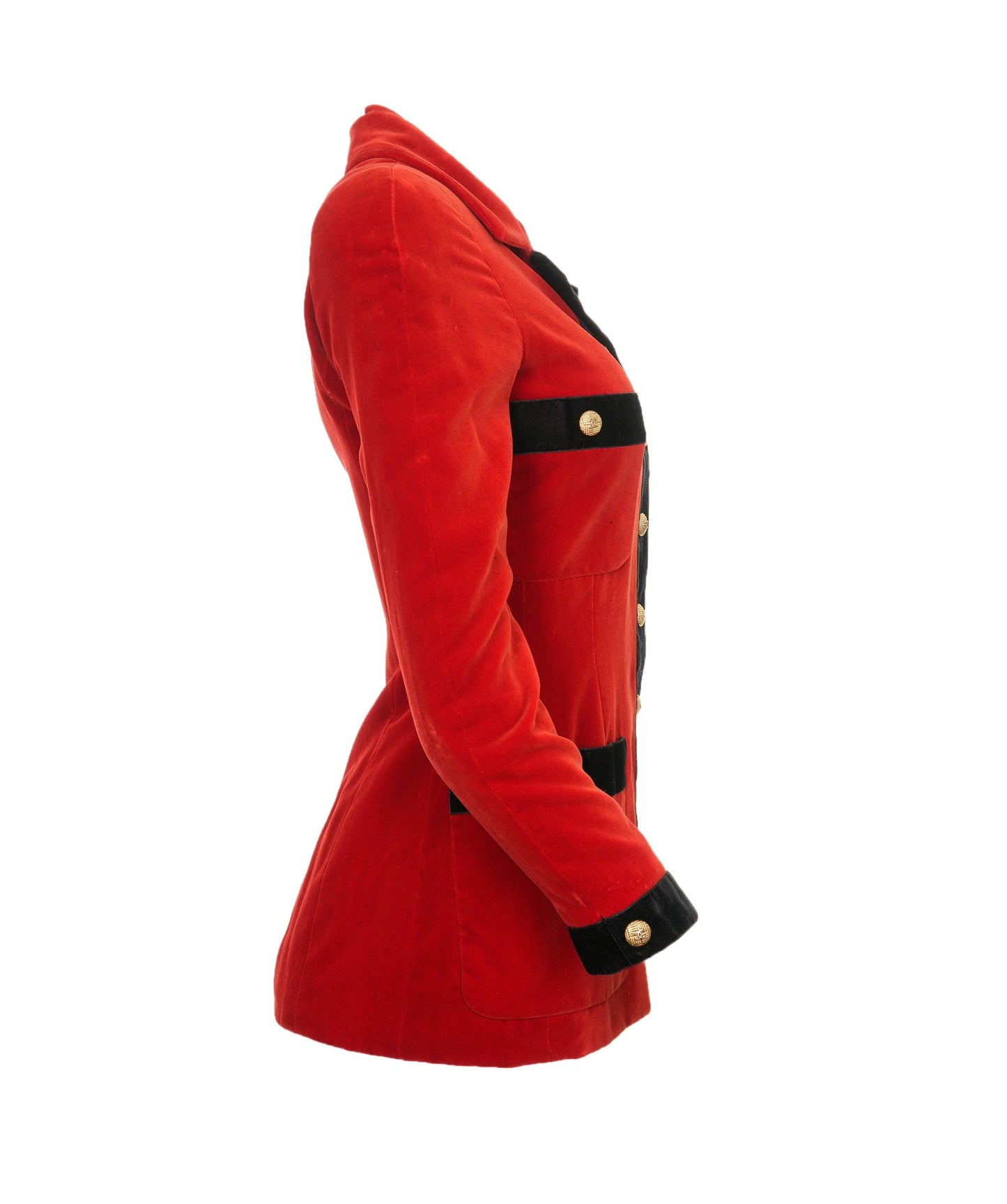 Chanel Red Velvet Black Trim Jacket ASL4541