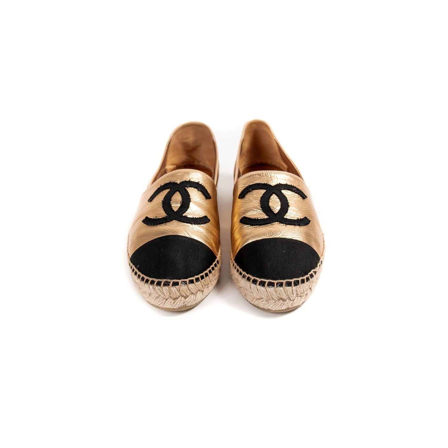 Chanel CC Leather Espadrilles Flat