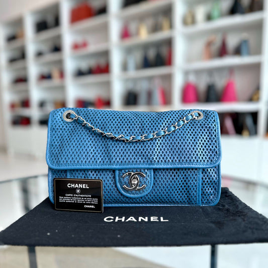 Chanel French Riviera Flap - Perforated Up In The Air Blue SHW No 17