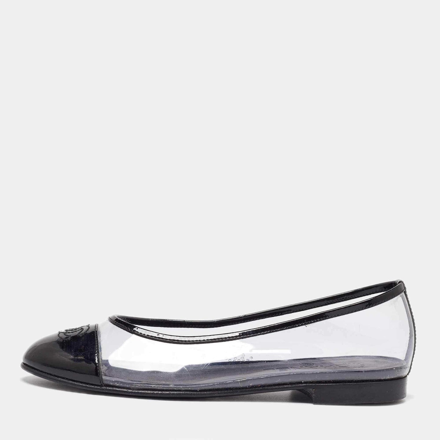 Chanel Transparent Patent Leather and PVC Ballet Flats Size 37.5 RJC4386