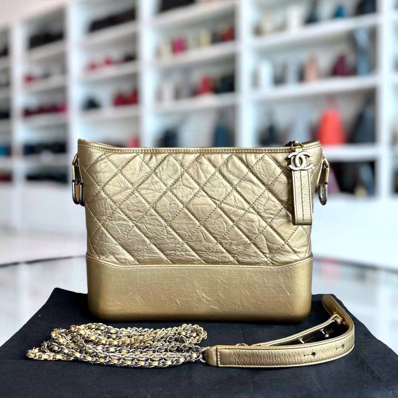 Chanel Gabrielle Hobo Medium 28CM Quilted Calfskin Gold GHW