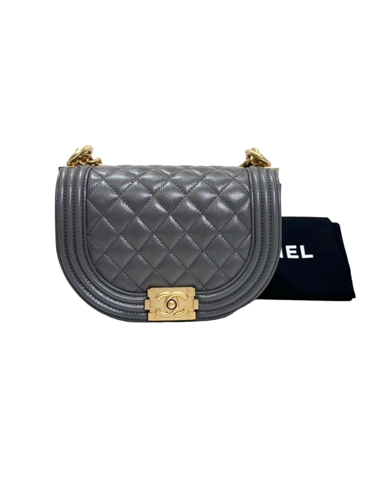 Chanel Boy Saddle in Grey Caviar Bag