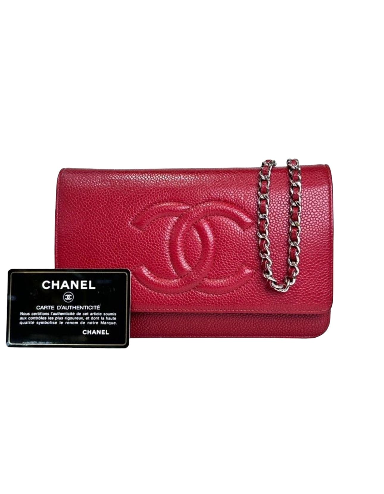 Chanel CC Red WOC Caviar