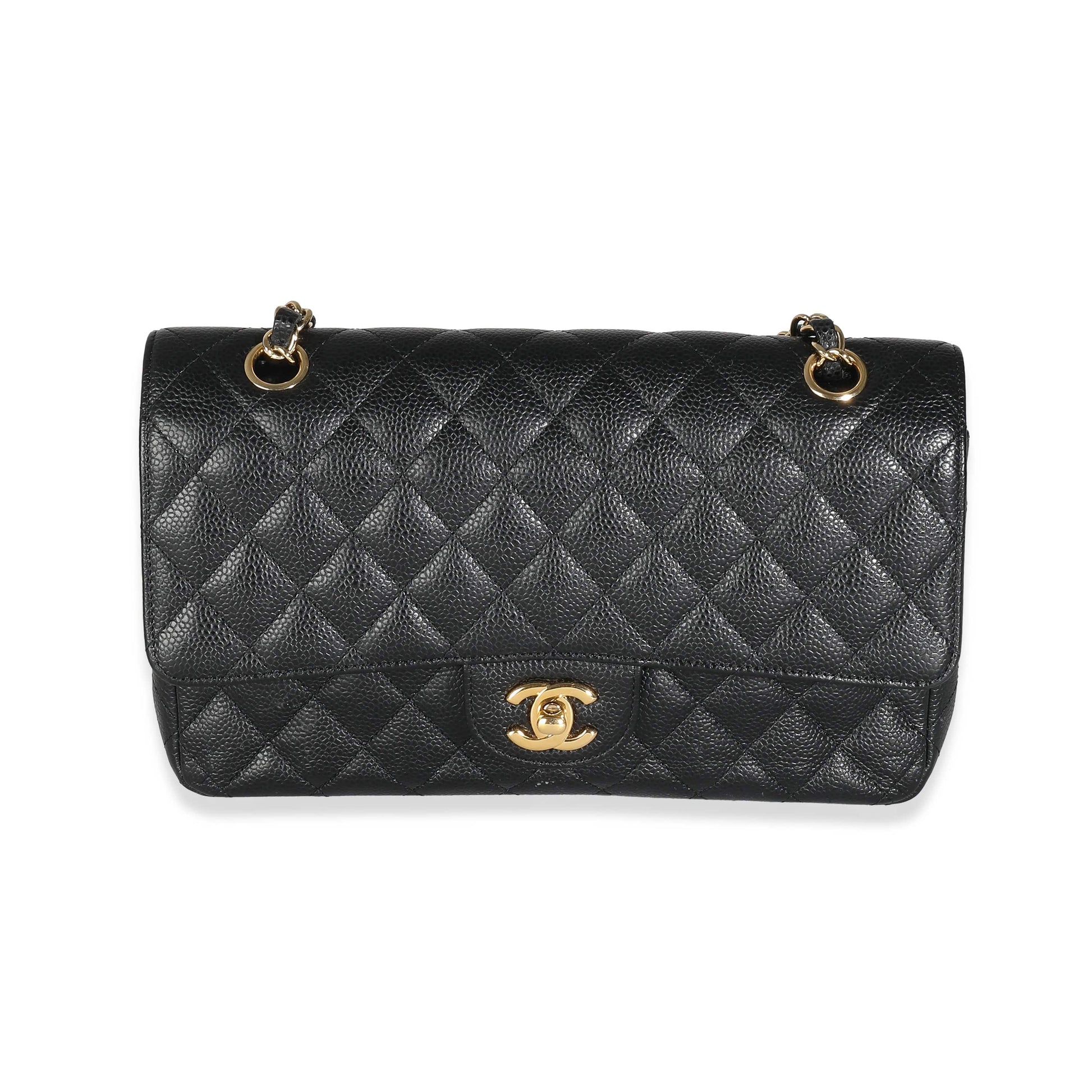 Chanel Black Quilted Caviar Medium Classic Double Flap Bag