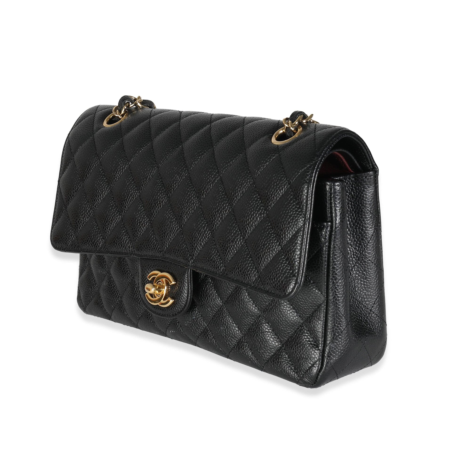 Chanel Black Quilted Caviar Medium Classic Double Flap Bag