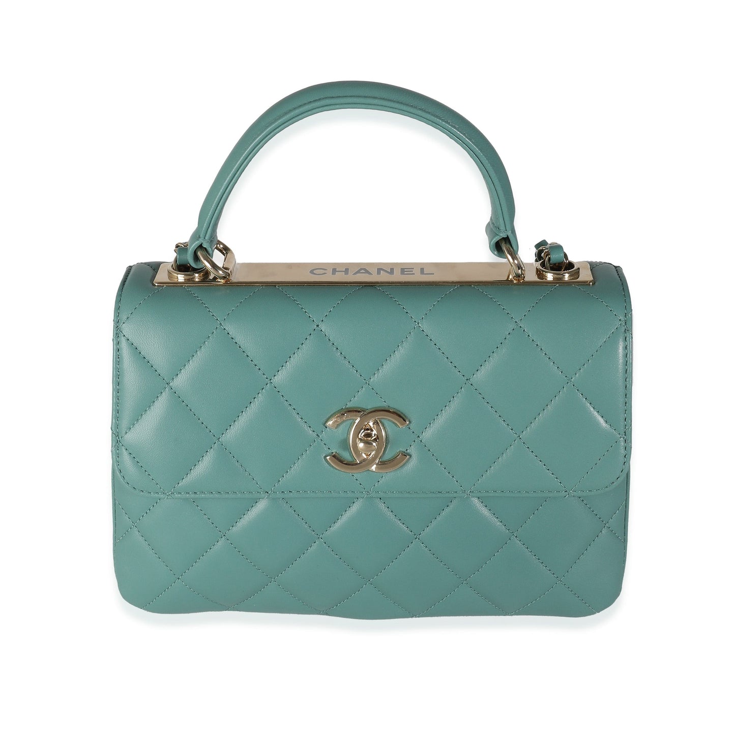 Chanel Green Quilted Lambskin Small Trendy CC Dual Handle Flap Bag