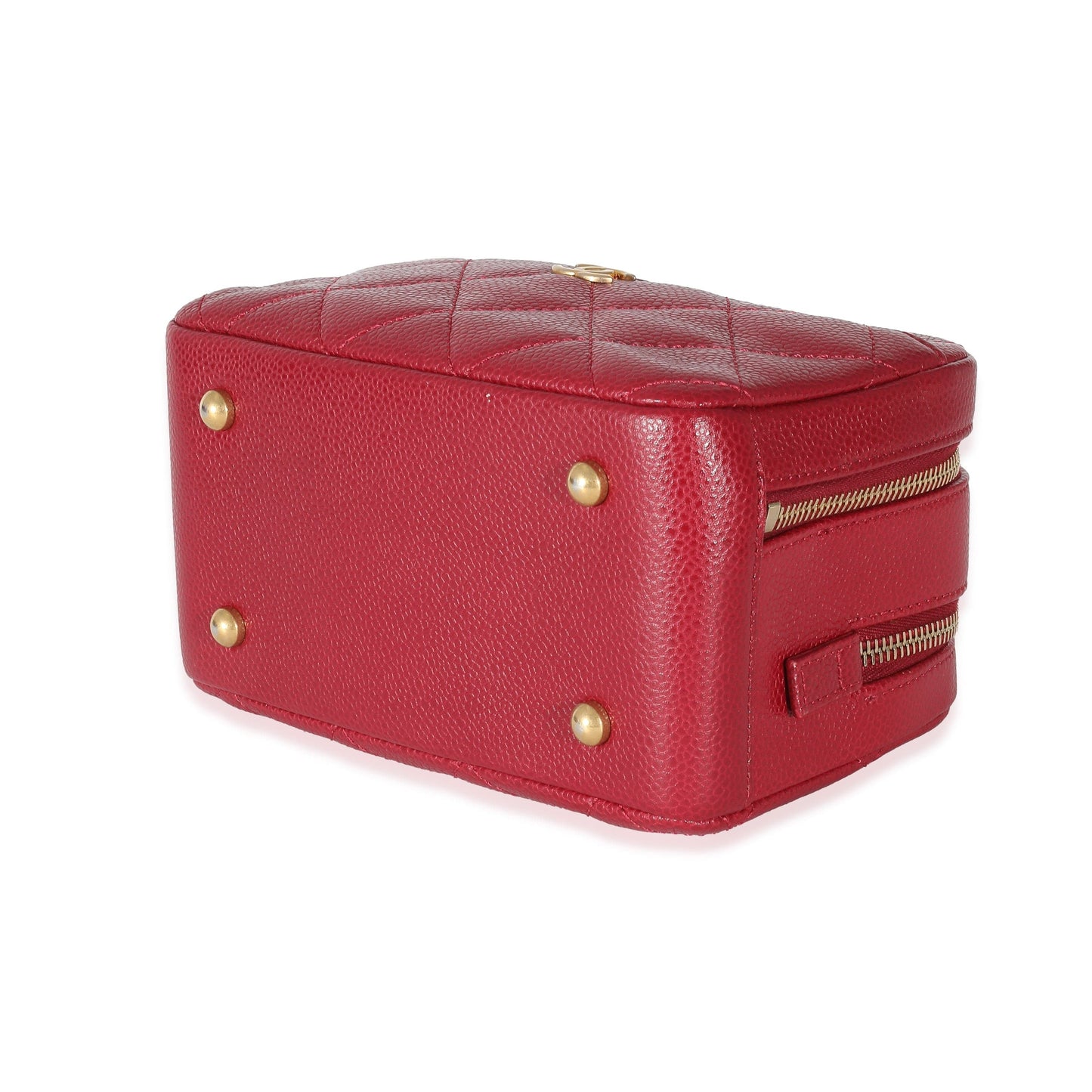 Chanel Red Quilted Caviar Carry Around Mini Bowling Bag