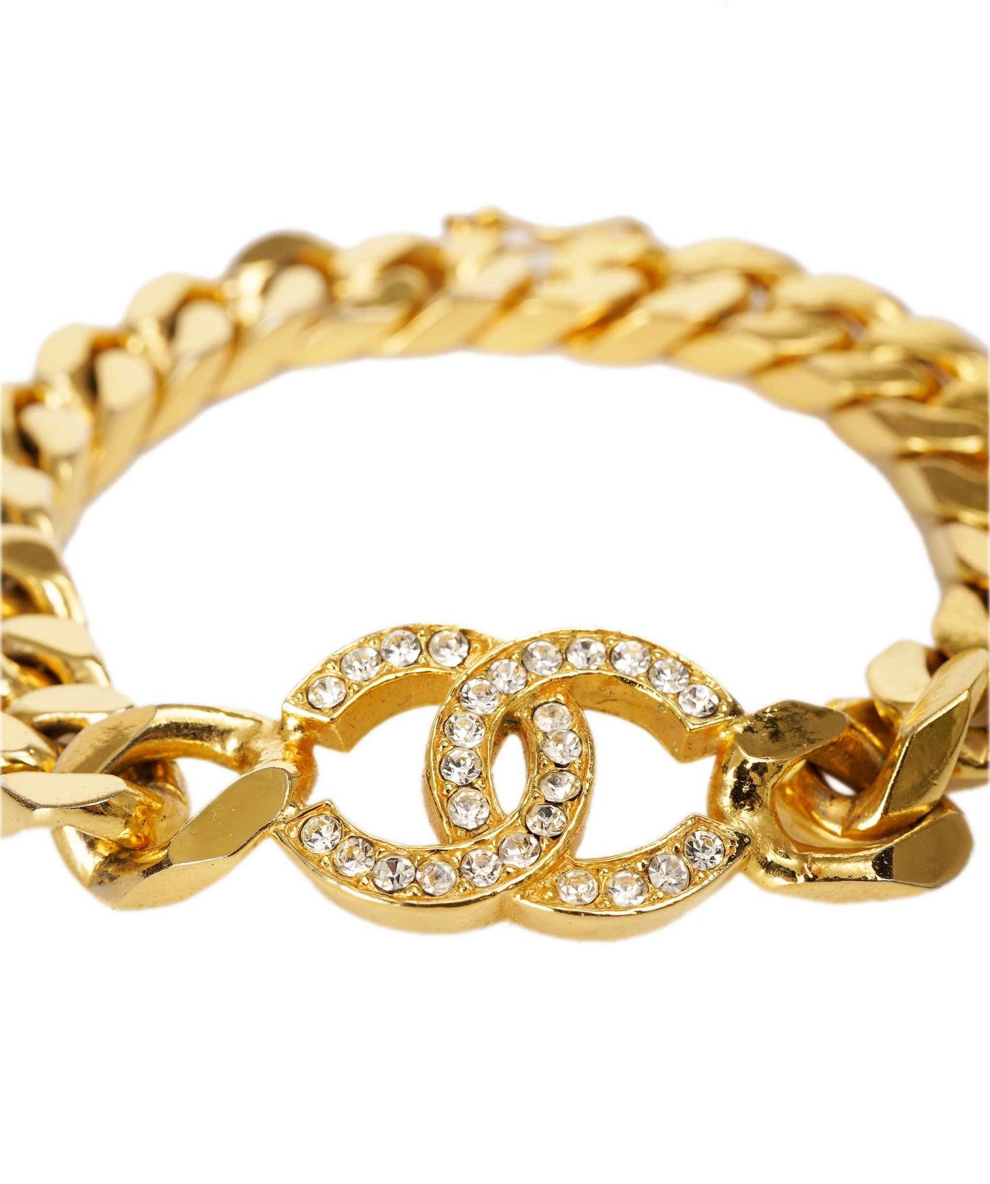 CHANEL COCO Mark Chain Bracelet metal Gold Tone CC Auth 83365 DBXS1643