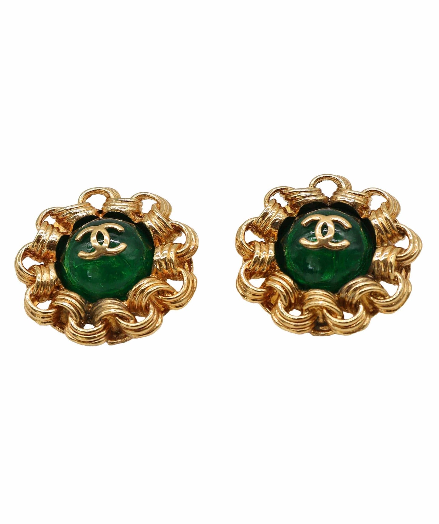 Chanel Earrings Clip On Green Gripoix DXBS1524