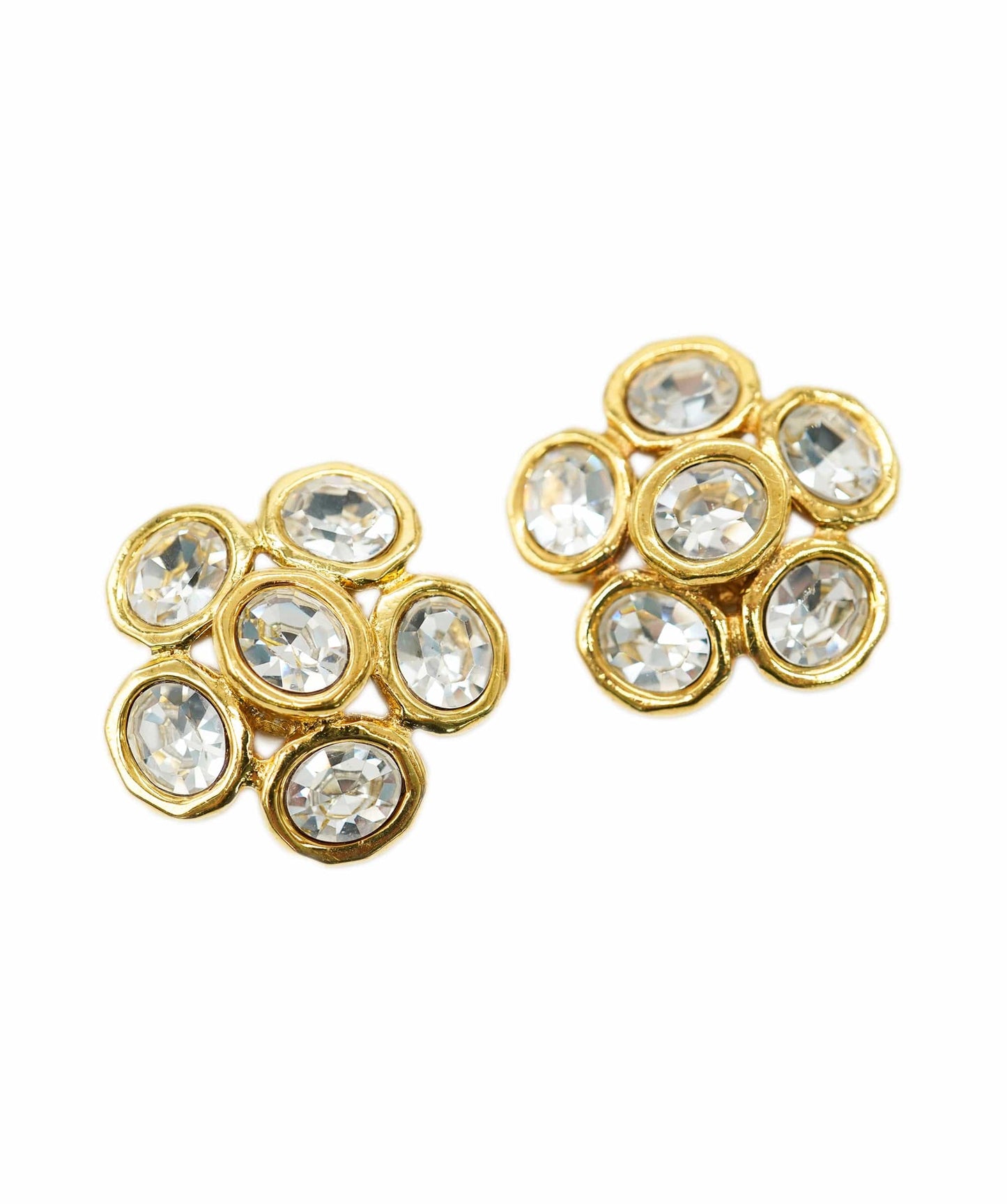 Chanel gold diamante flower earrings collection 23 - coming by itself  - AJC0735