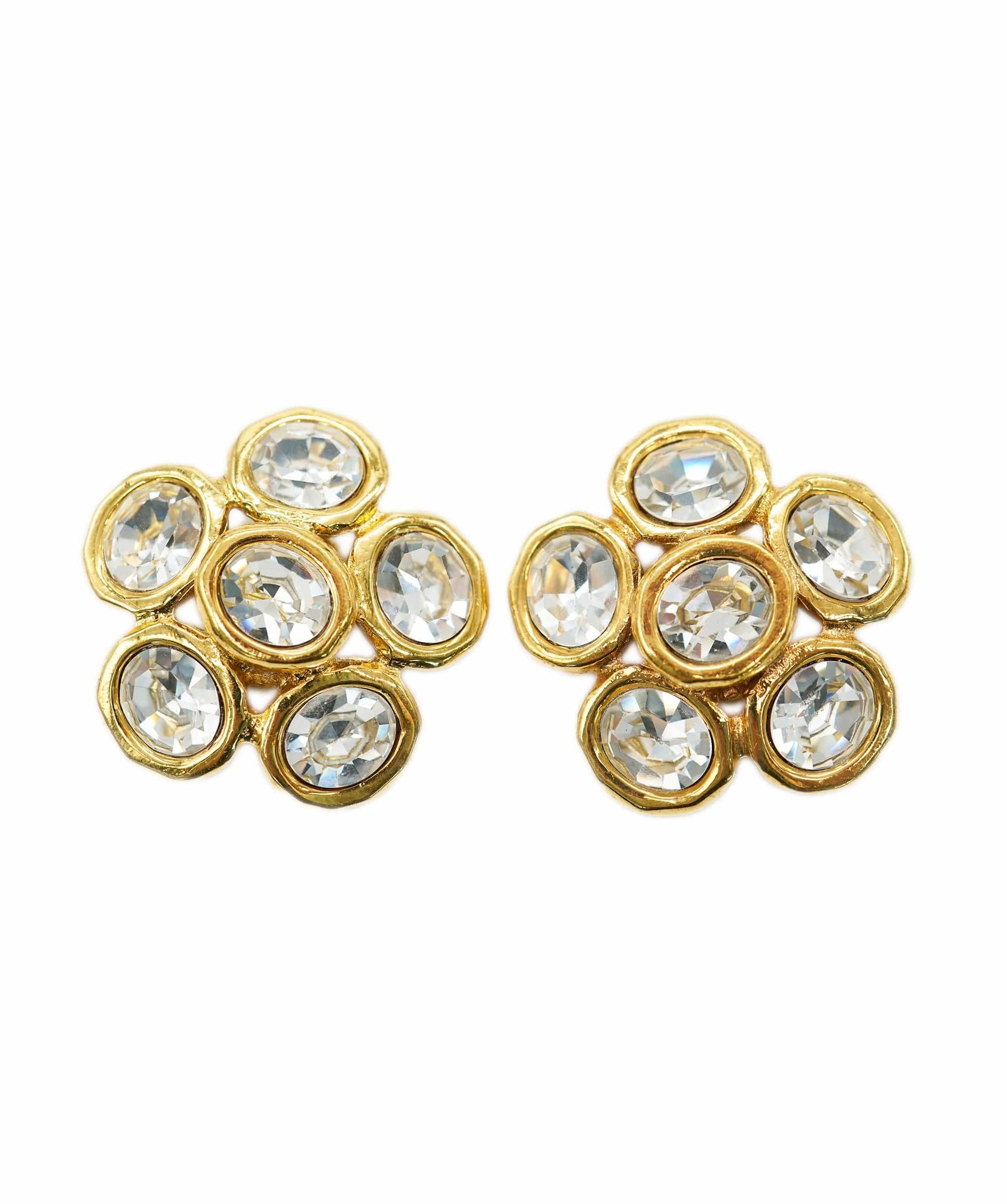 Chanel gold diamante flower earrings collection 23 - coming by itself  - AJC0735