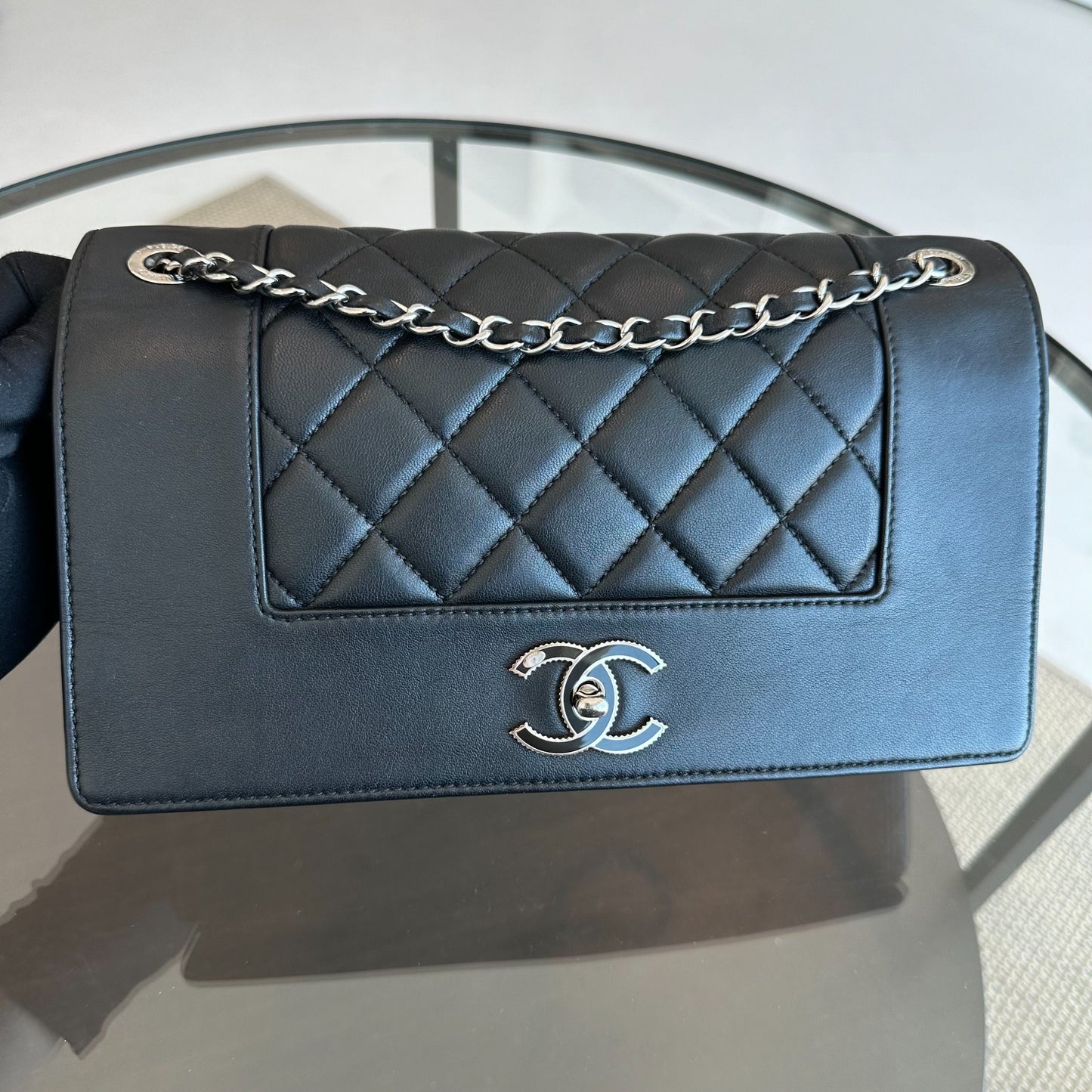 Chanel Mademoiselle Medium - Seasonal Double Flap Calfskin Quilted Black SHW No 23