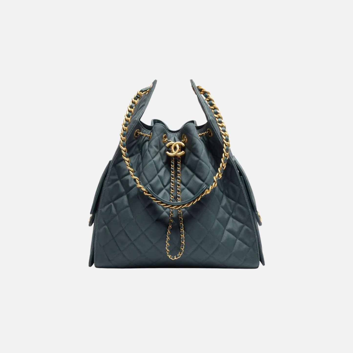 Chanel Medium 25 Bag in Dark Blue Canvas and Gold Metal