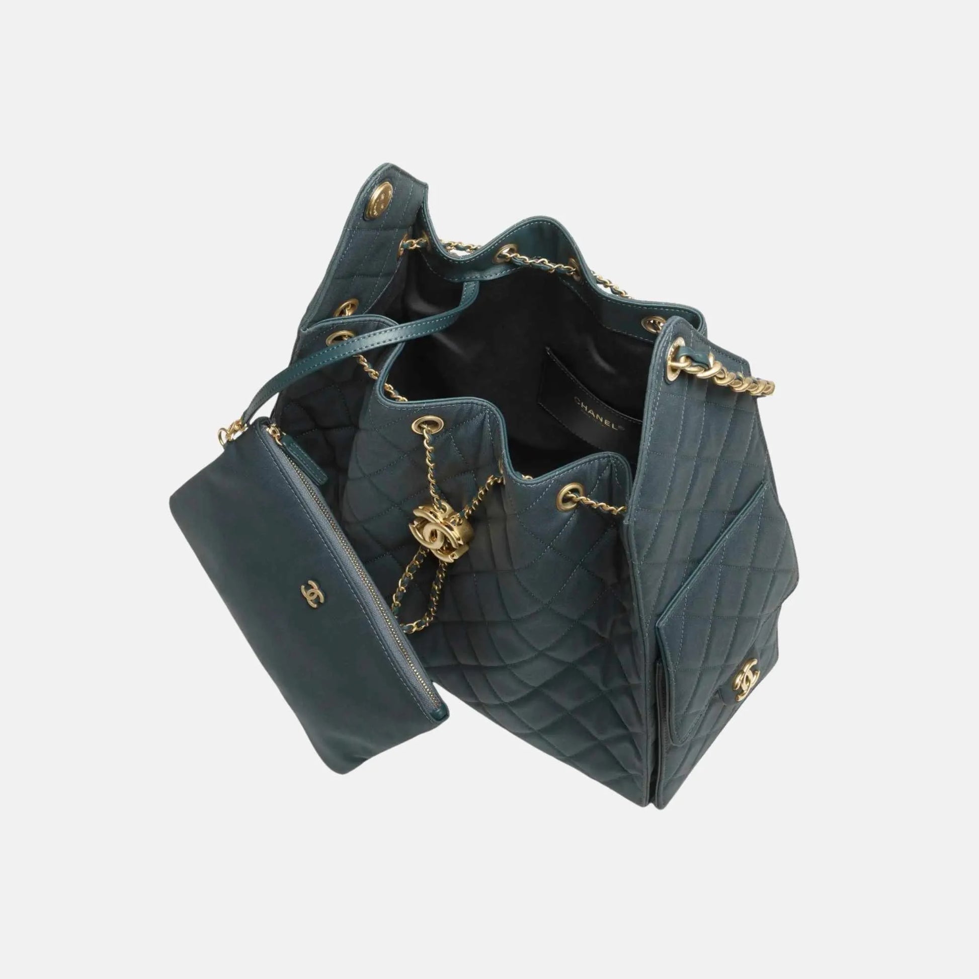 Chanel Medium 25 Bag in Dark Blue Canvas and Gold Metal
