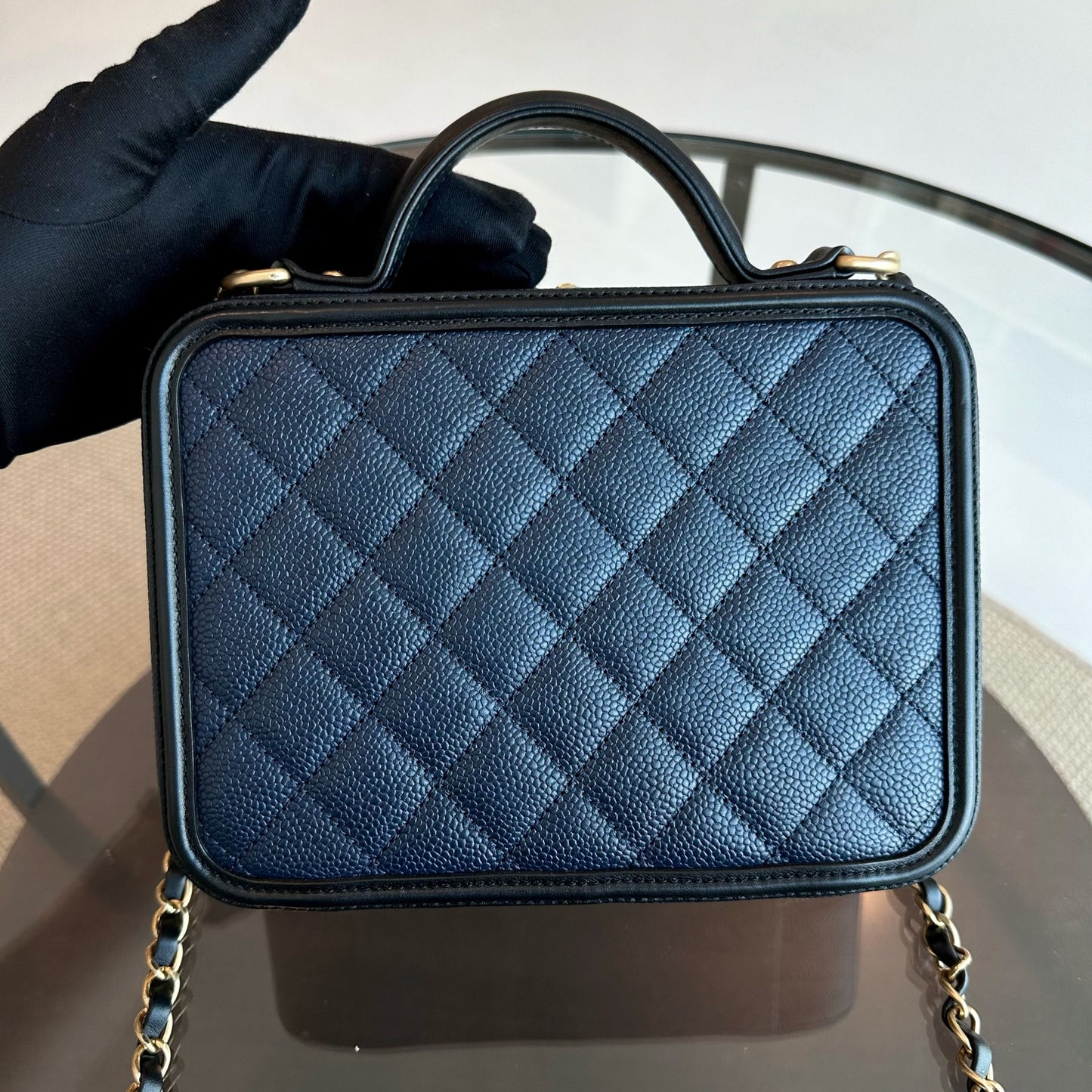 Chanel Vanity Case Medium - Caviar Dark Blue GHW No 24