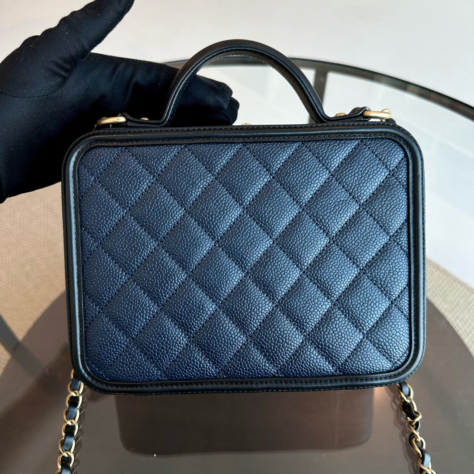 Chanel Vanity Case Medium - Caviar Dark Blue GHW No 24