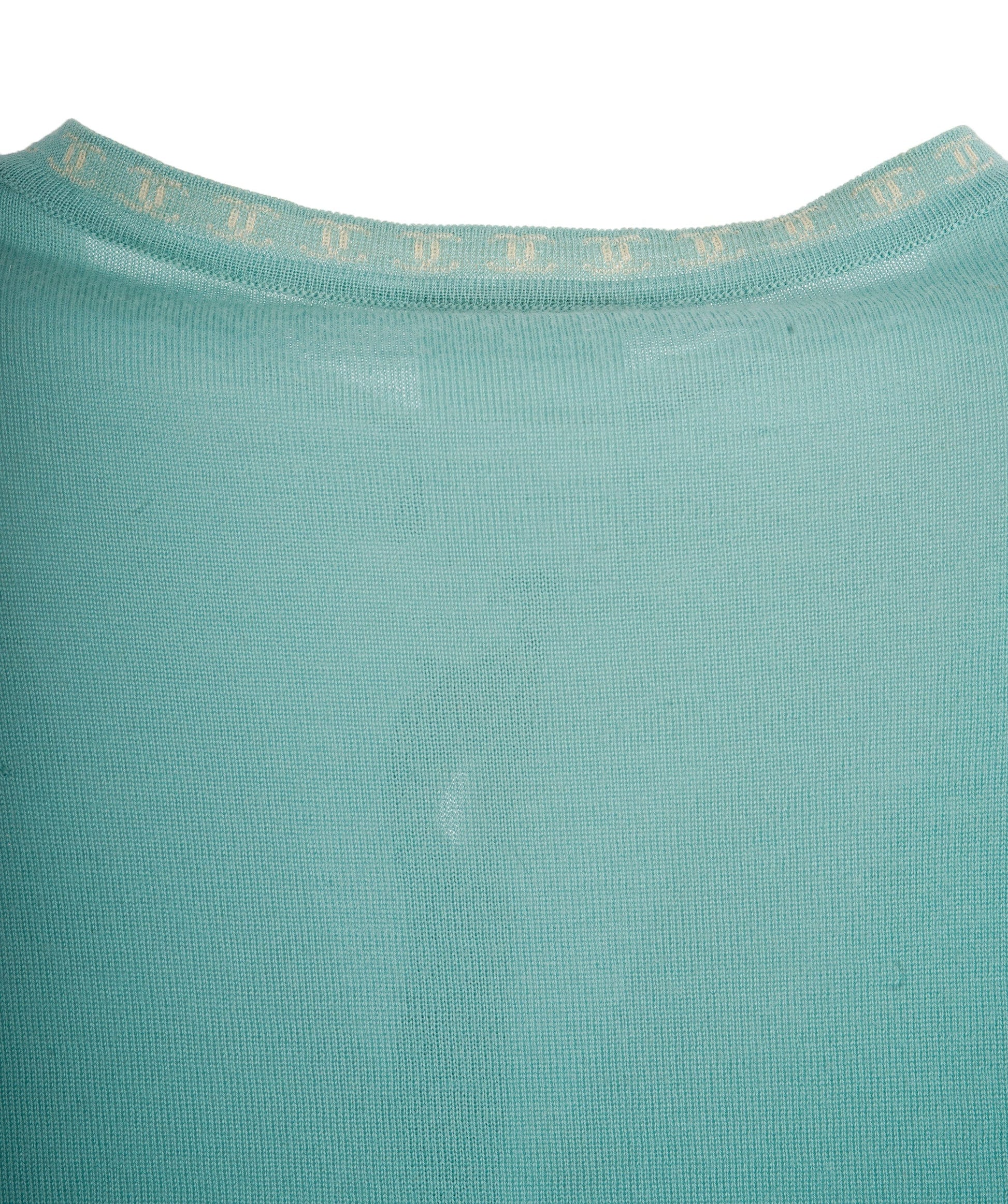 Chanel 01S CC Collar Cashmere Cardigan Green ASL10603