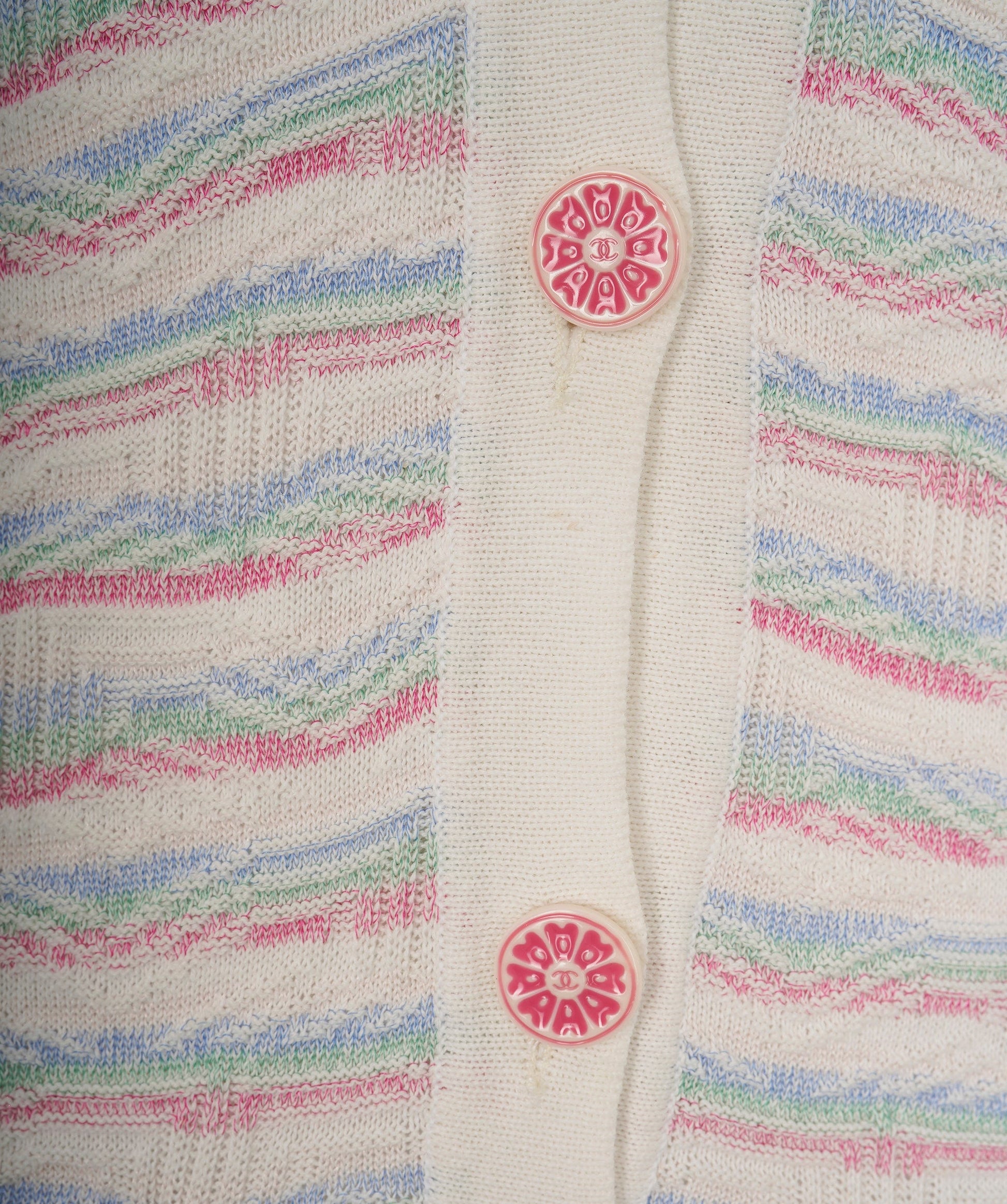 Chanel 16C Multicolour Cotton Button Short Sleeve Stripe Dress ALC1833