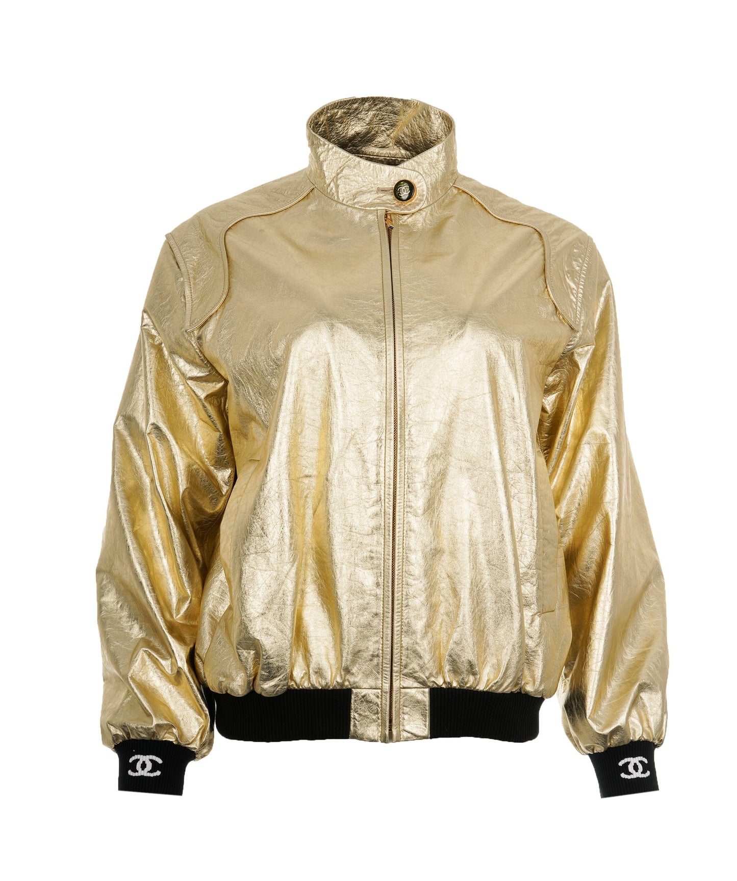 Chanel 2023 monte carlo gold bomber jacket size 38  - AJC0712