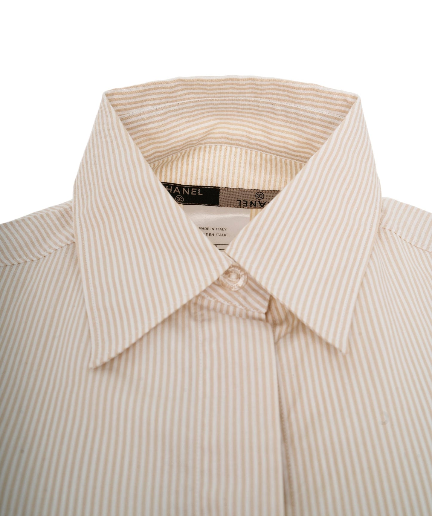 Chanel Beige Pinstripe CC shirt ALC1176