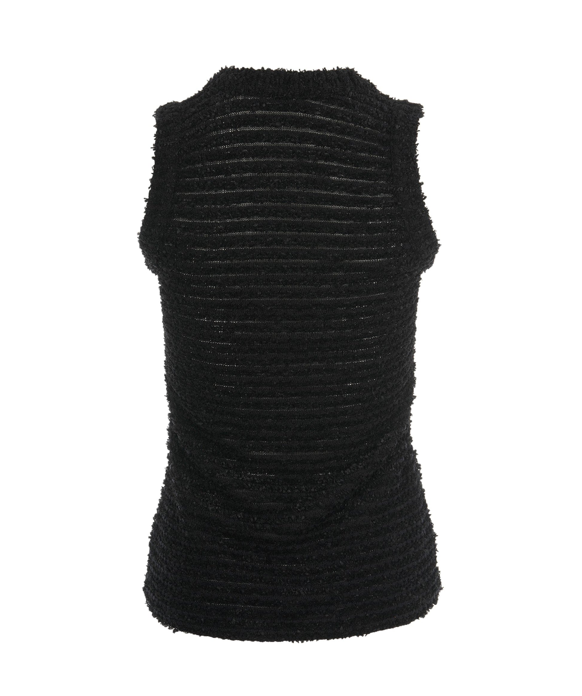 Chanel black boucle tank top with pearl buttons  AVC2119