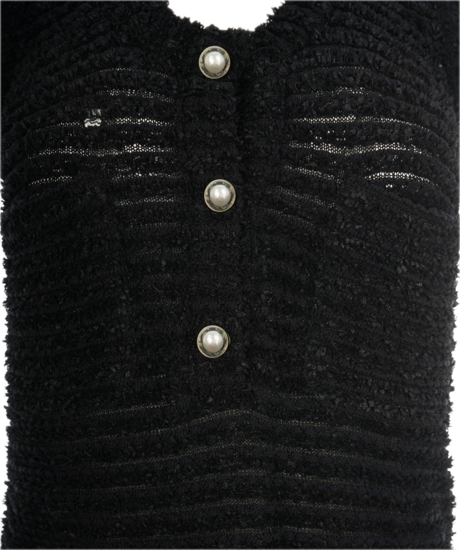 Chanel black boucle tank top with pearl buttons  AVC2119