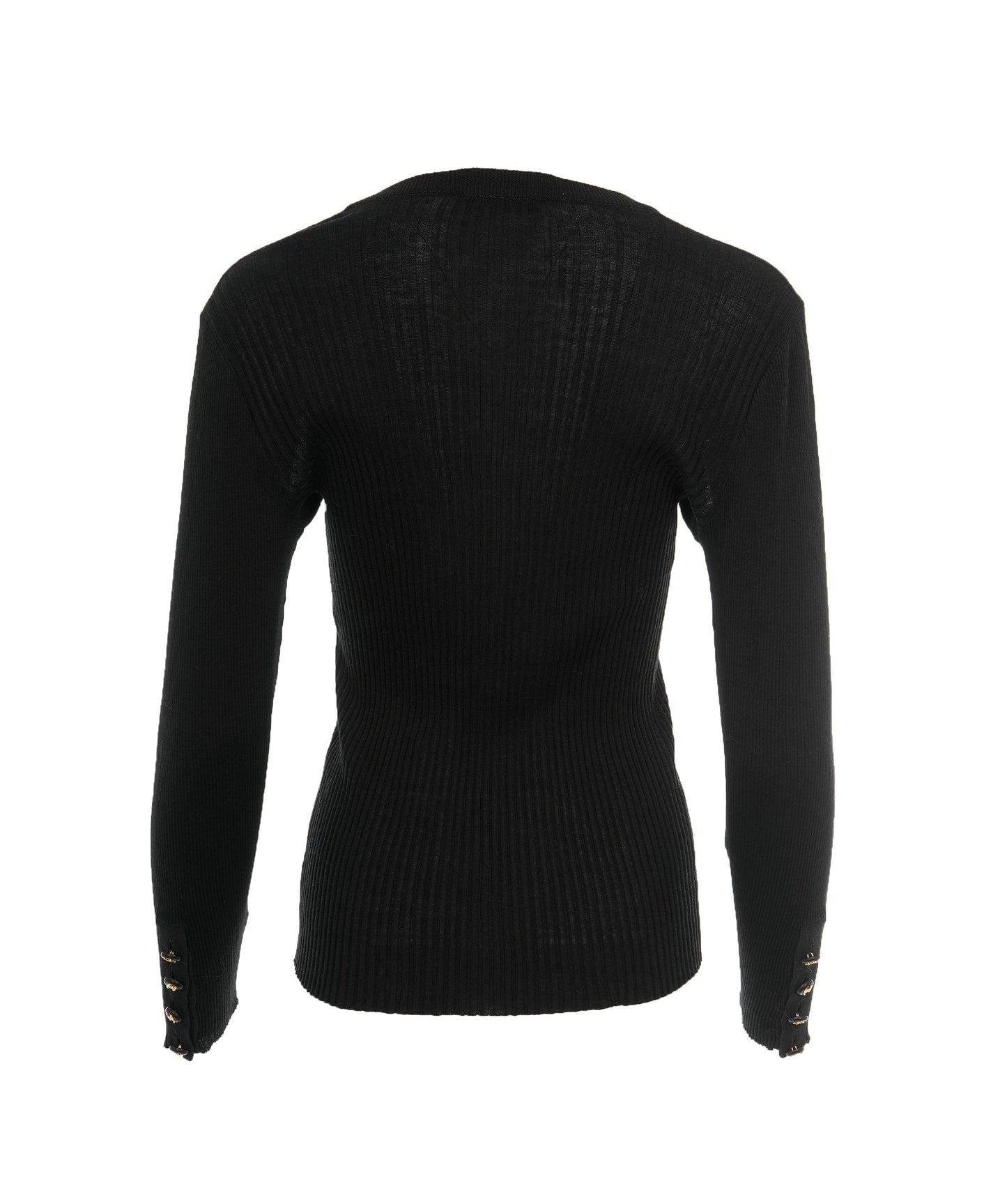 Chanel Black Ribbed Knit CC Long Sleeve Sweater ALC1906