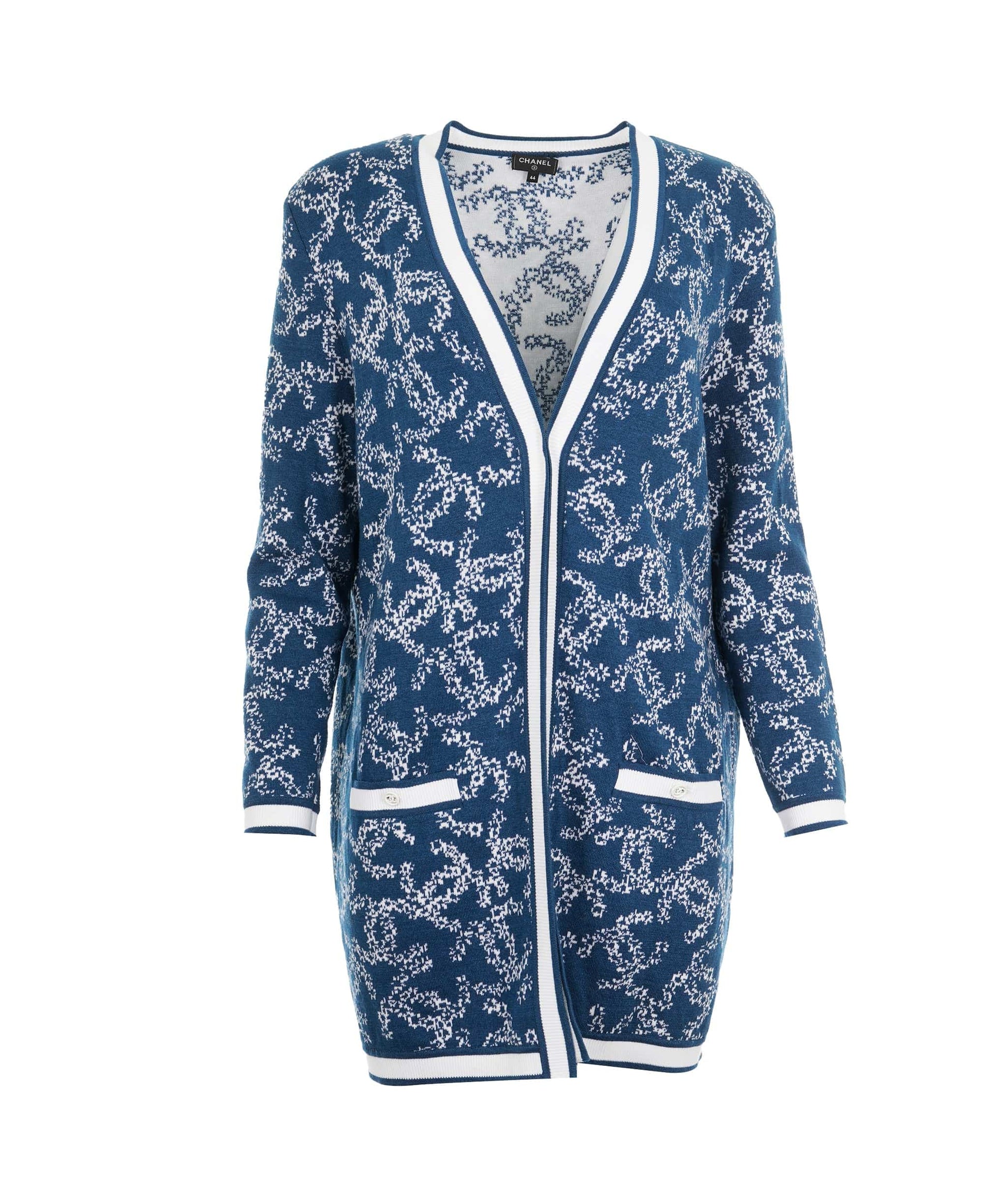 Chanel blue and white CC cardigan size 44  - AJC0695