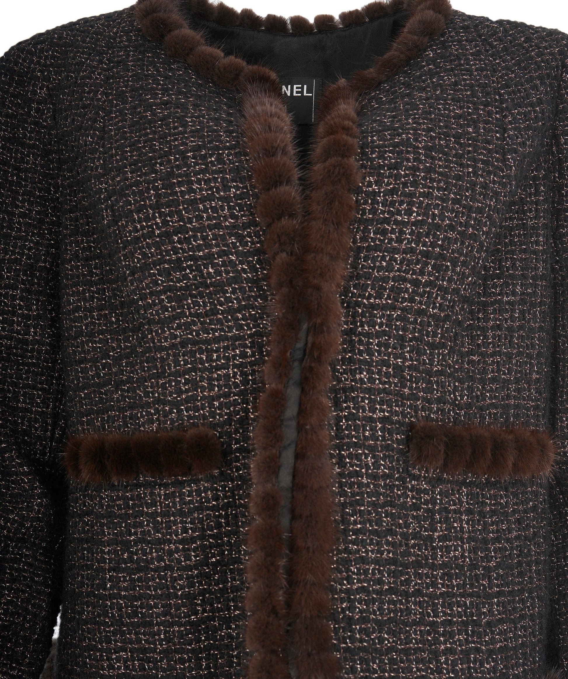 Chanel brown tweed/ fur jacket  AVC1942