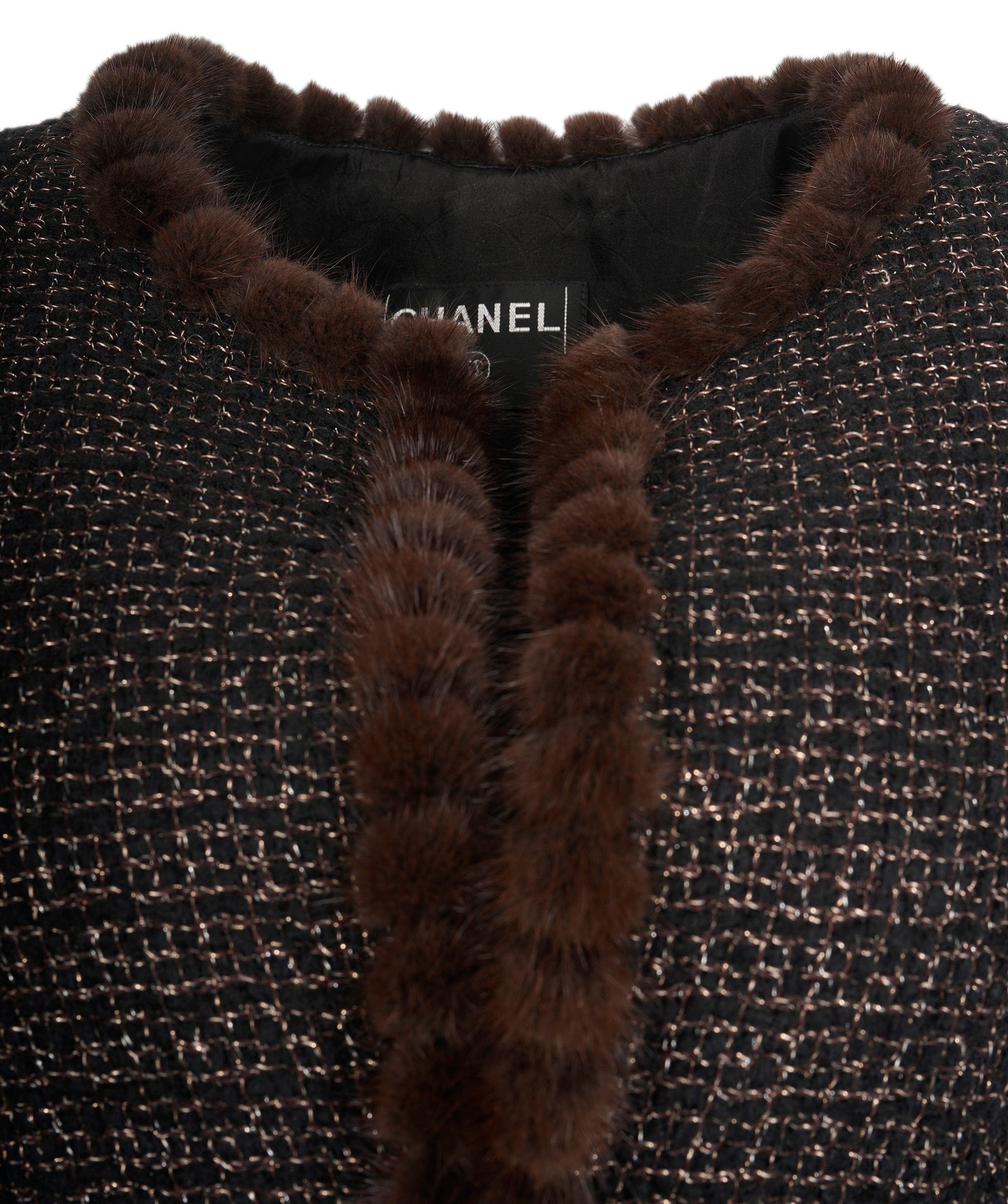 Chanel brown tweed/ fur jacket  AVC1942