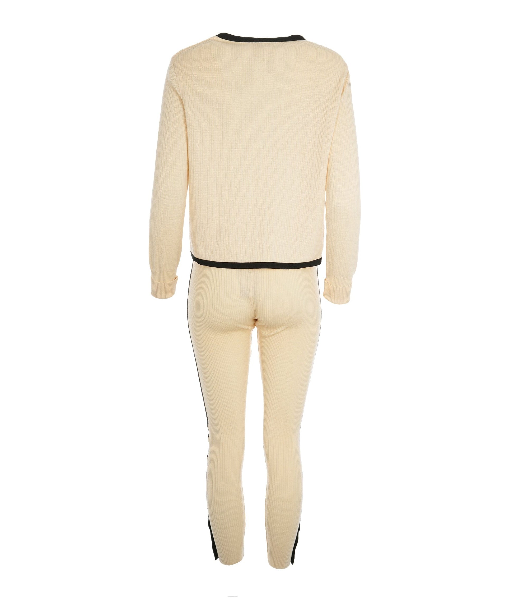Chanel CC Buttons Knit Jacket & Pants Set Cream  ASL10612
