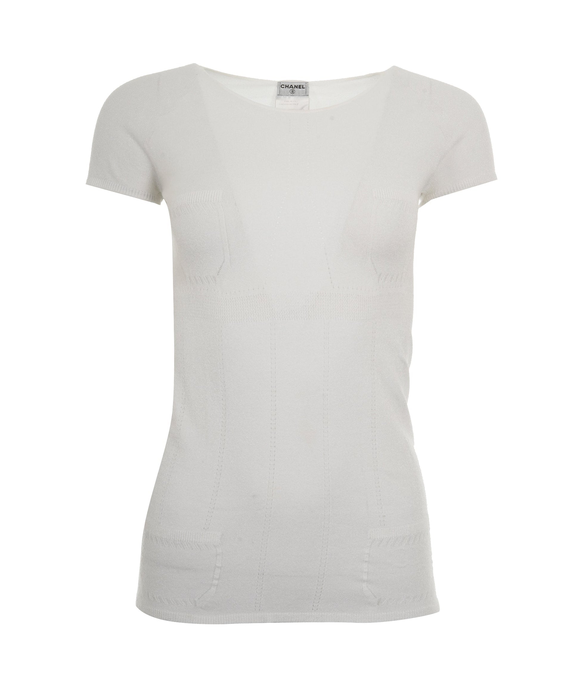 Chanel CC Pocket Summer Knit Top White DXBS0150
