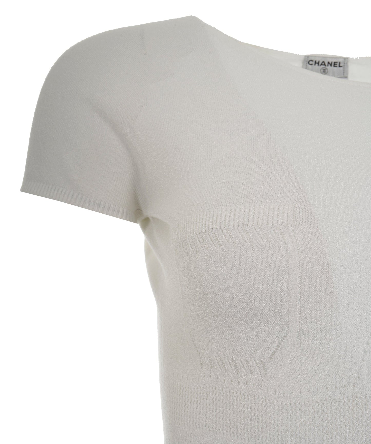 Chanel CC Pocket Summer Knit Top White DXBS0150