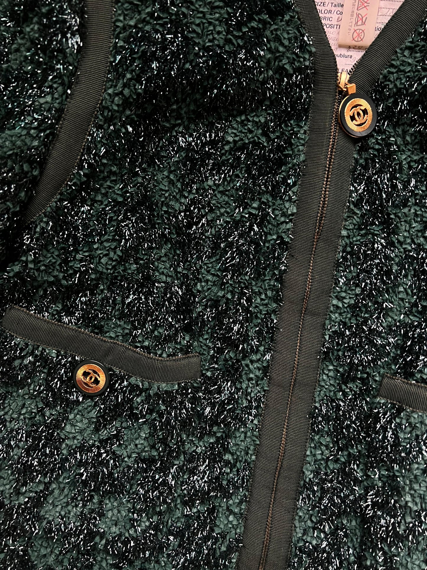 Chanel Glitter Tweed Jacket Green DXBS0561