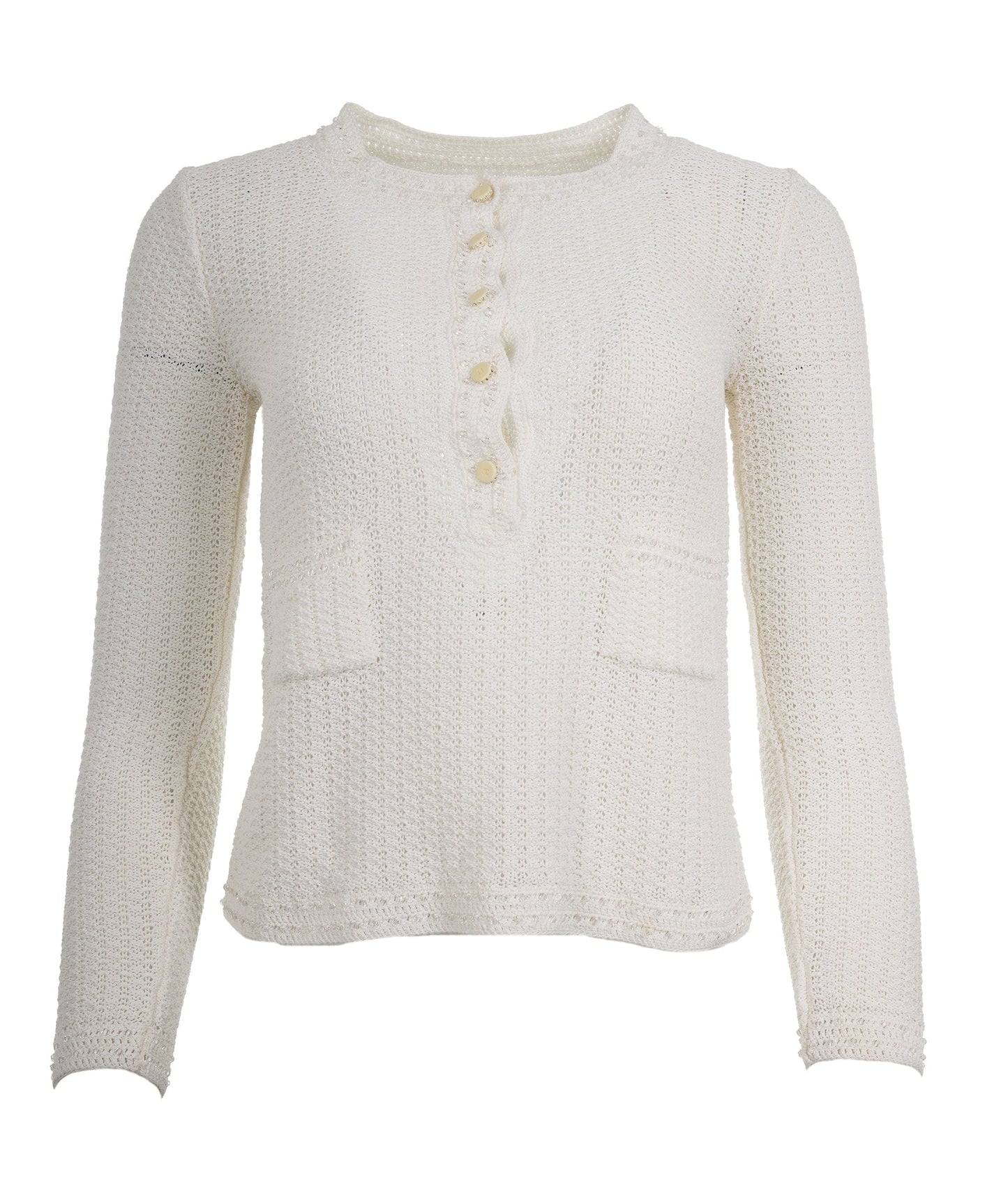 Chanel Knit Cream Detail CC Top 36/38 ALC1489