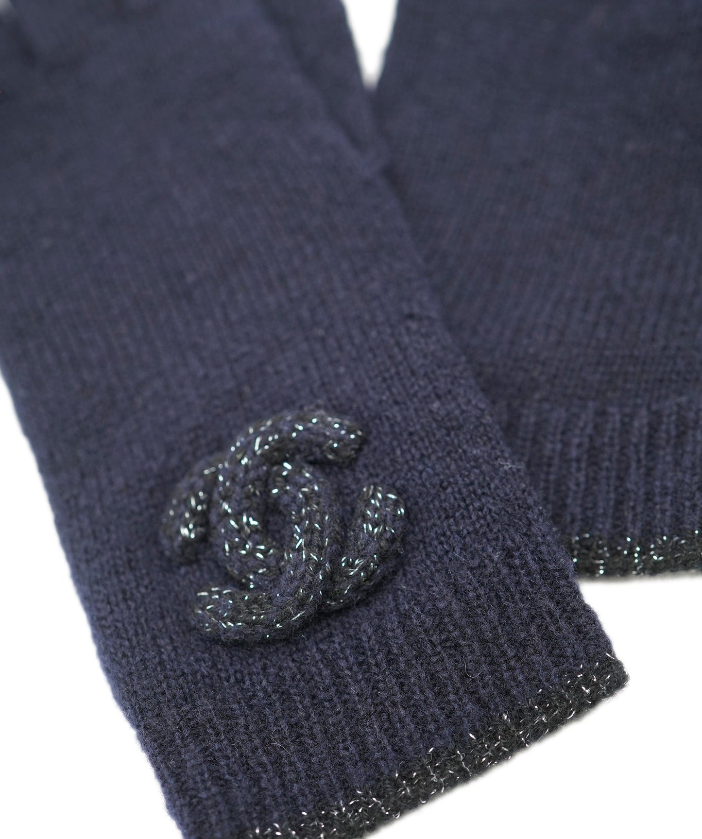 Chanel Knit Gloves Navy ASL10178