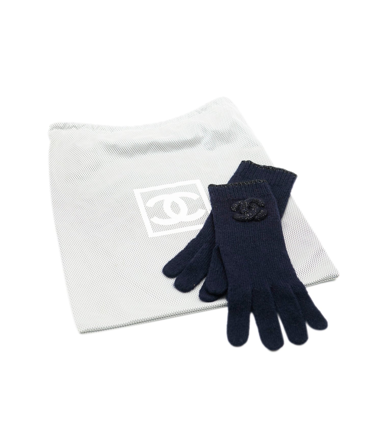 Chanel Knit Gloves Navy ASL10178